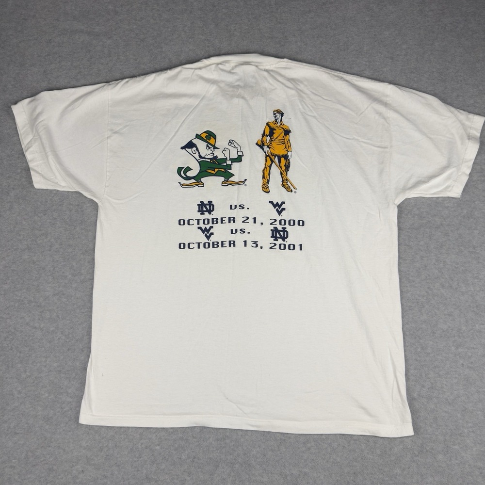 Vintage Jerzees Men's XL Notre Dame Vs West Virginia Crew Neck Shirt Y2K Heavy